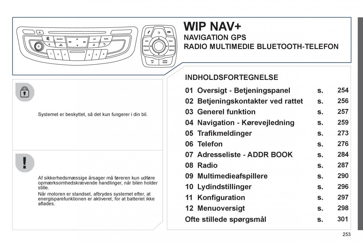 Peugeot 508 Bilens instruktionsbog / page 255