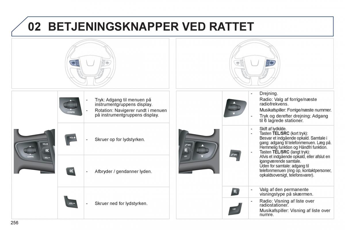 Peugeot 508 Bilens instruktionsbog / page 258