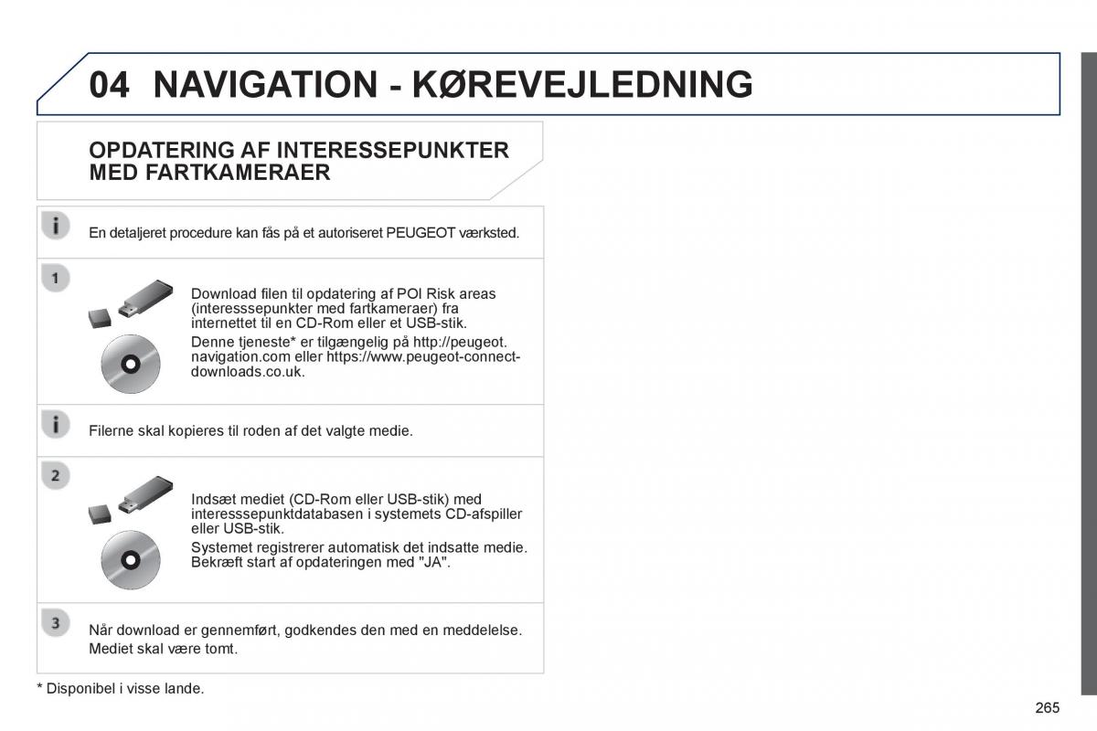 Peugeot 508 Bilens instruktionsbog / page 267