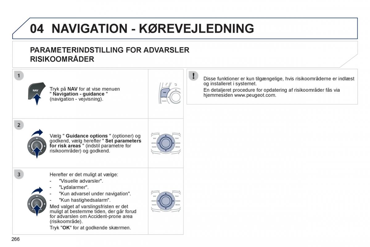 Peugeot 508 Bilens instruktionsbog / page 268