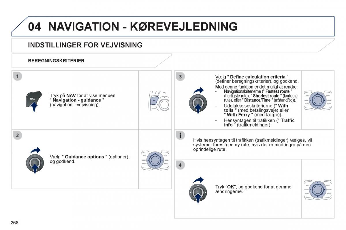 Peugeot 508 Bilens instruktionsbog / page 270