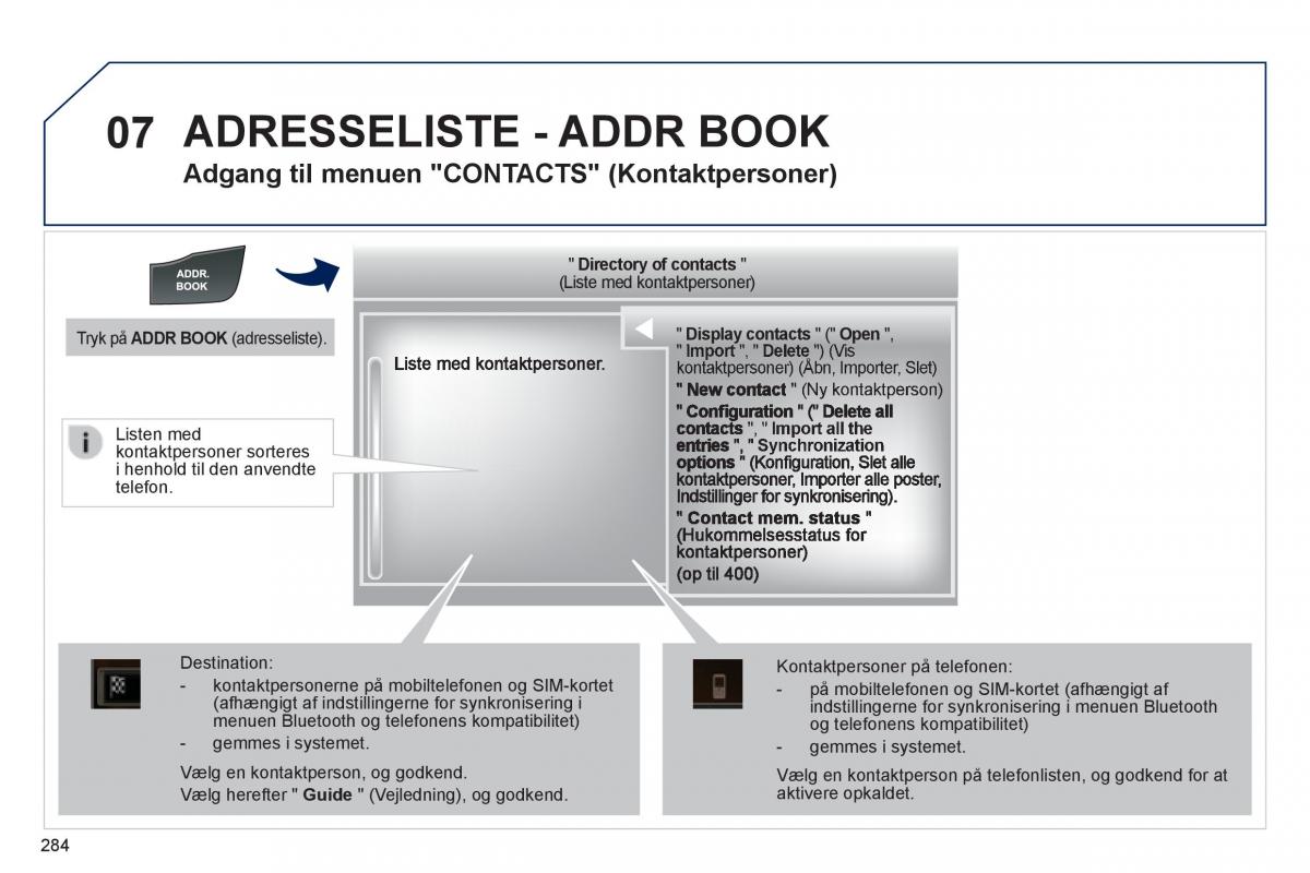 Peugeot 508 Bilens instruktionsbog / page 286