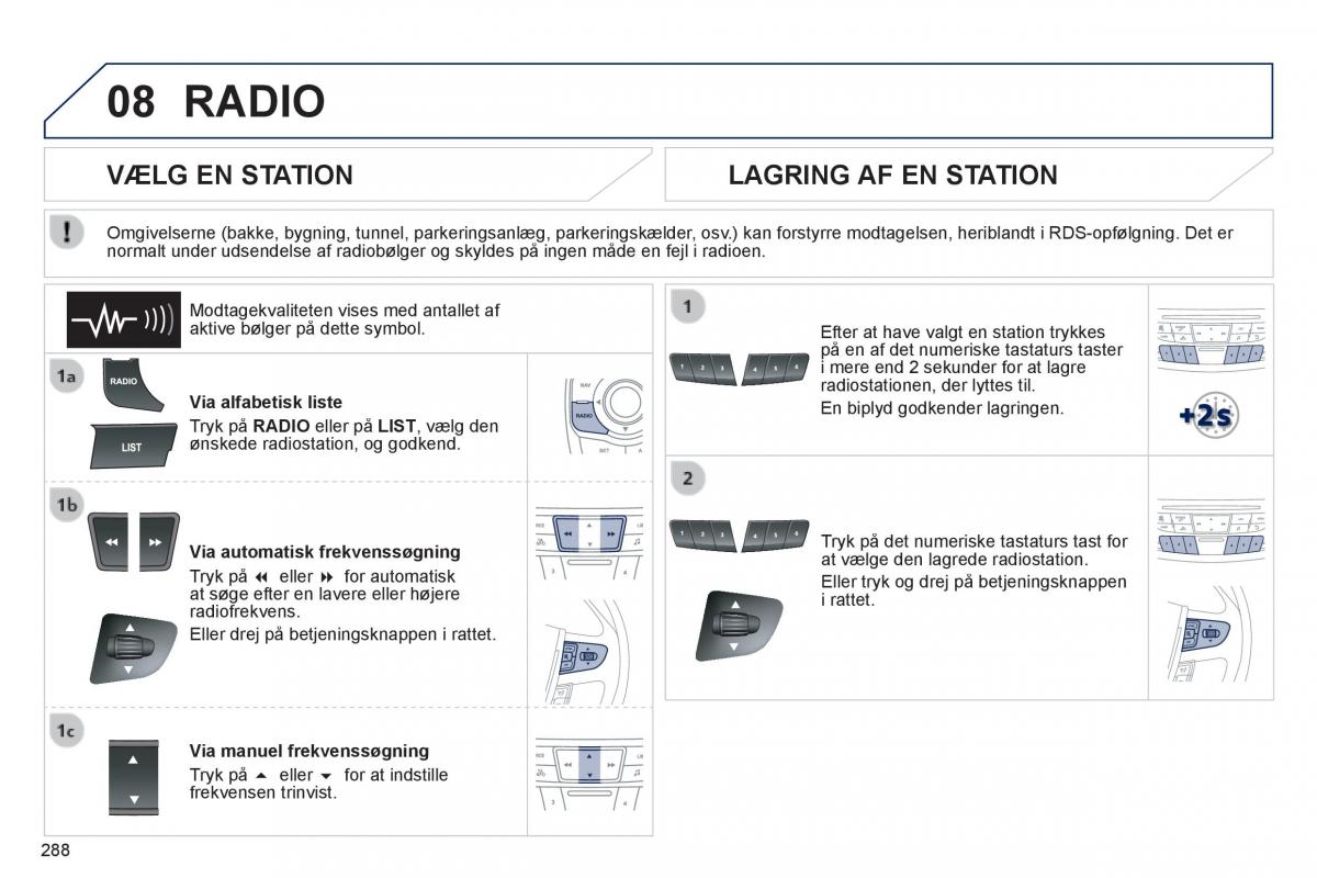 Peugeot 508 Bilens instruktionsbog / page 290