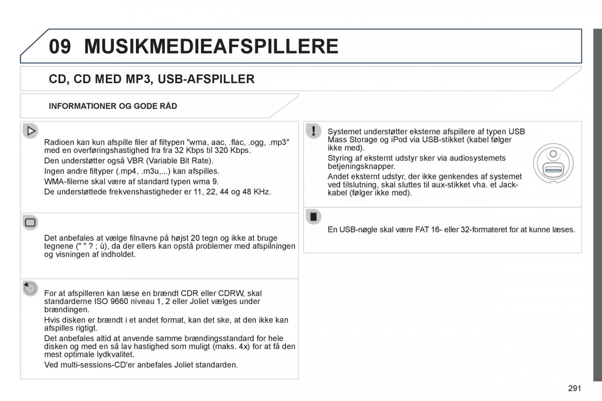 Peugeot 508 Bilens instruktionsbog / page 293