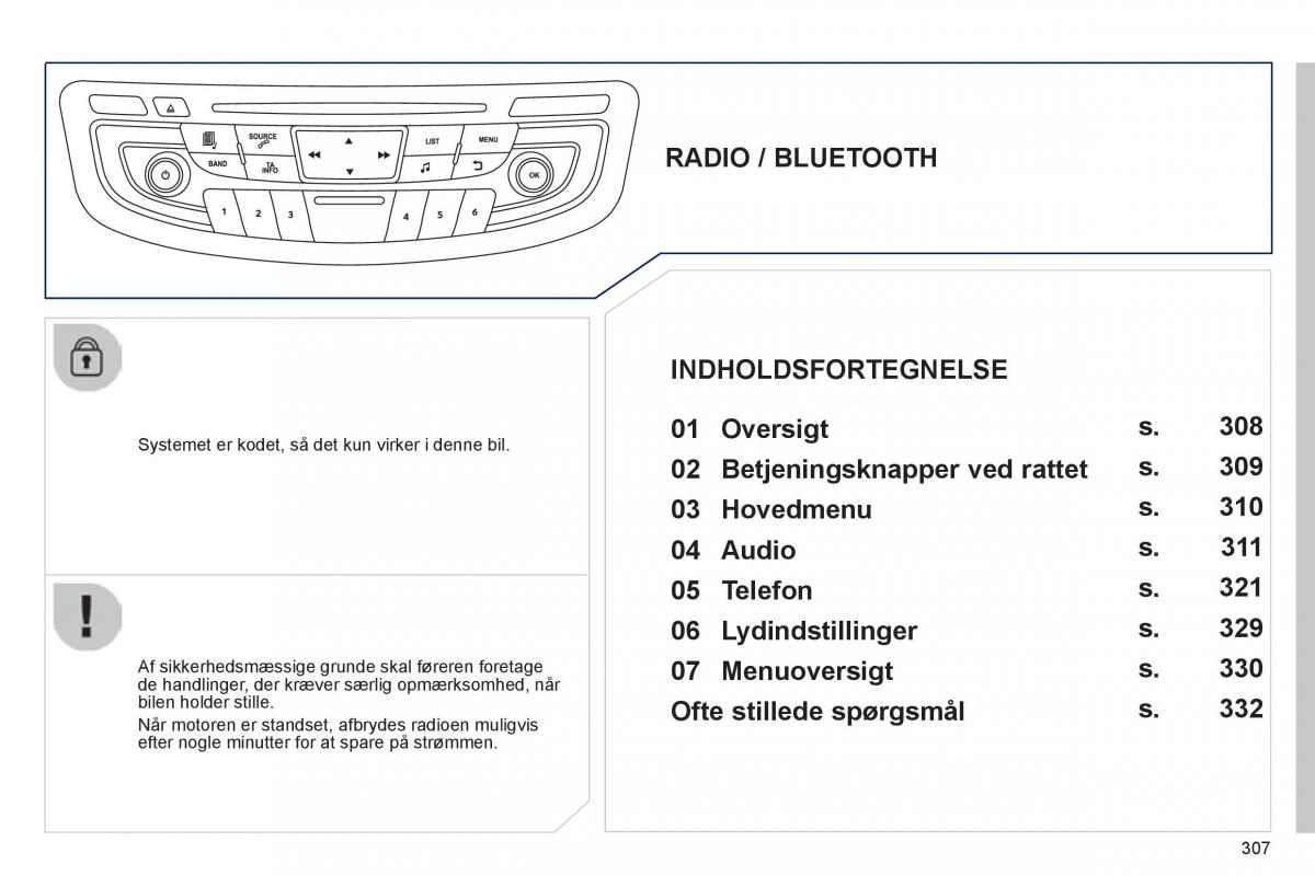 Peugeot 508 Bilens instruktionsbog / page 309