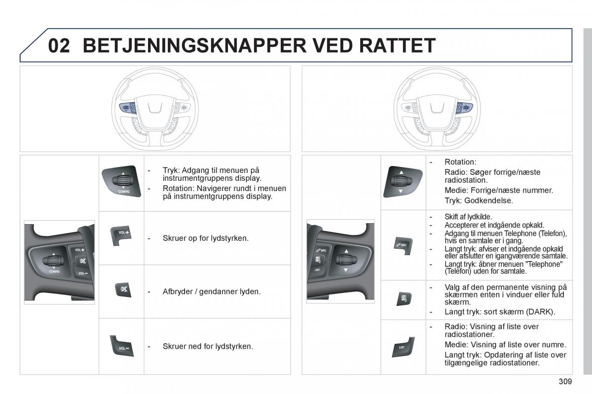 Peugeot 508 Bilens instruktionsbog / page 311