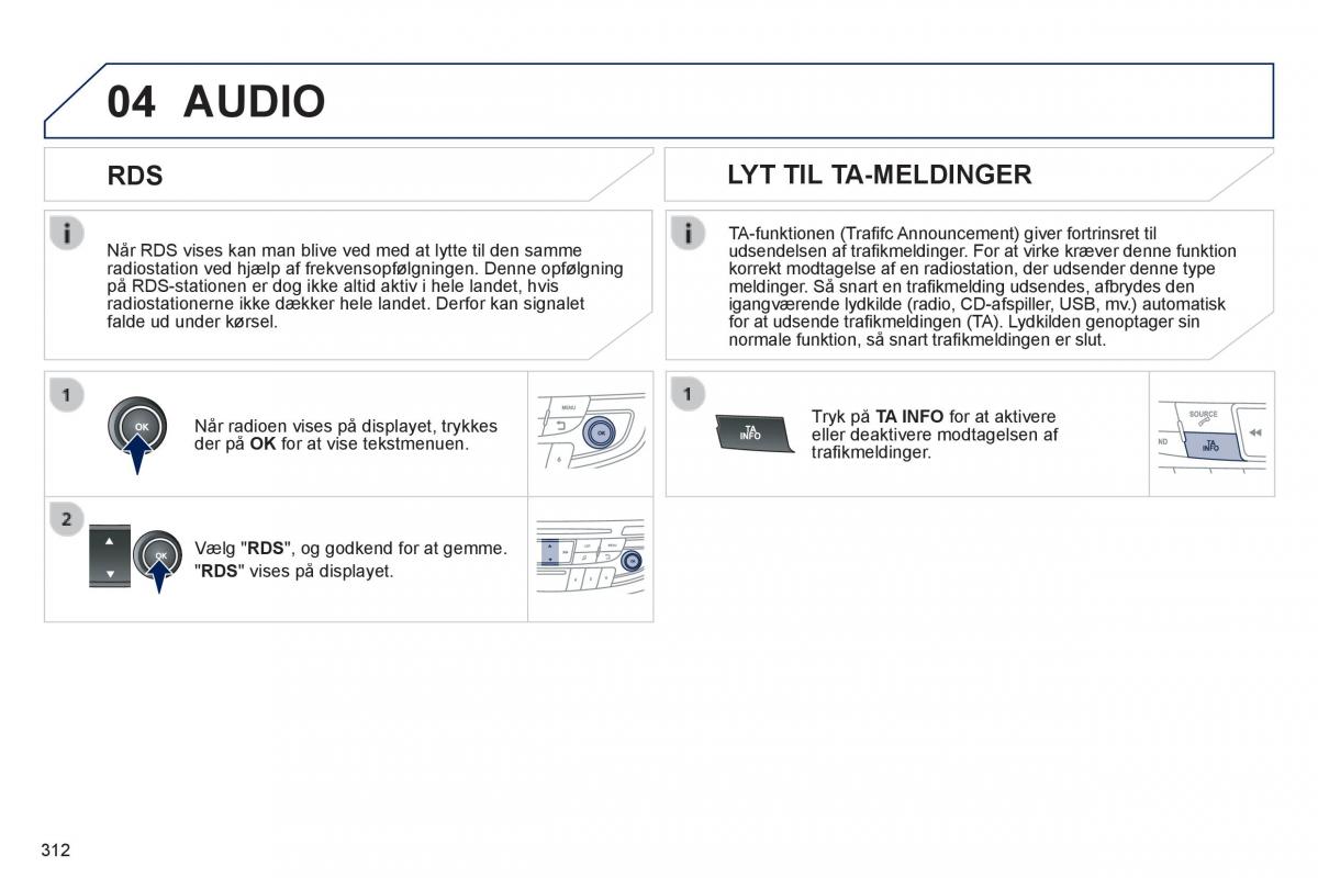 Peugeot 508 Bilens instruktionsbog / page 314