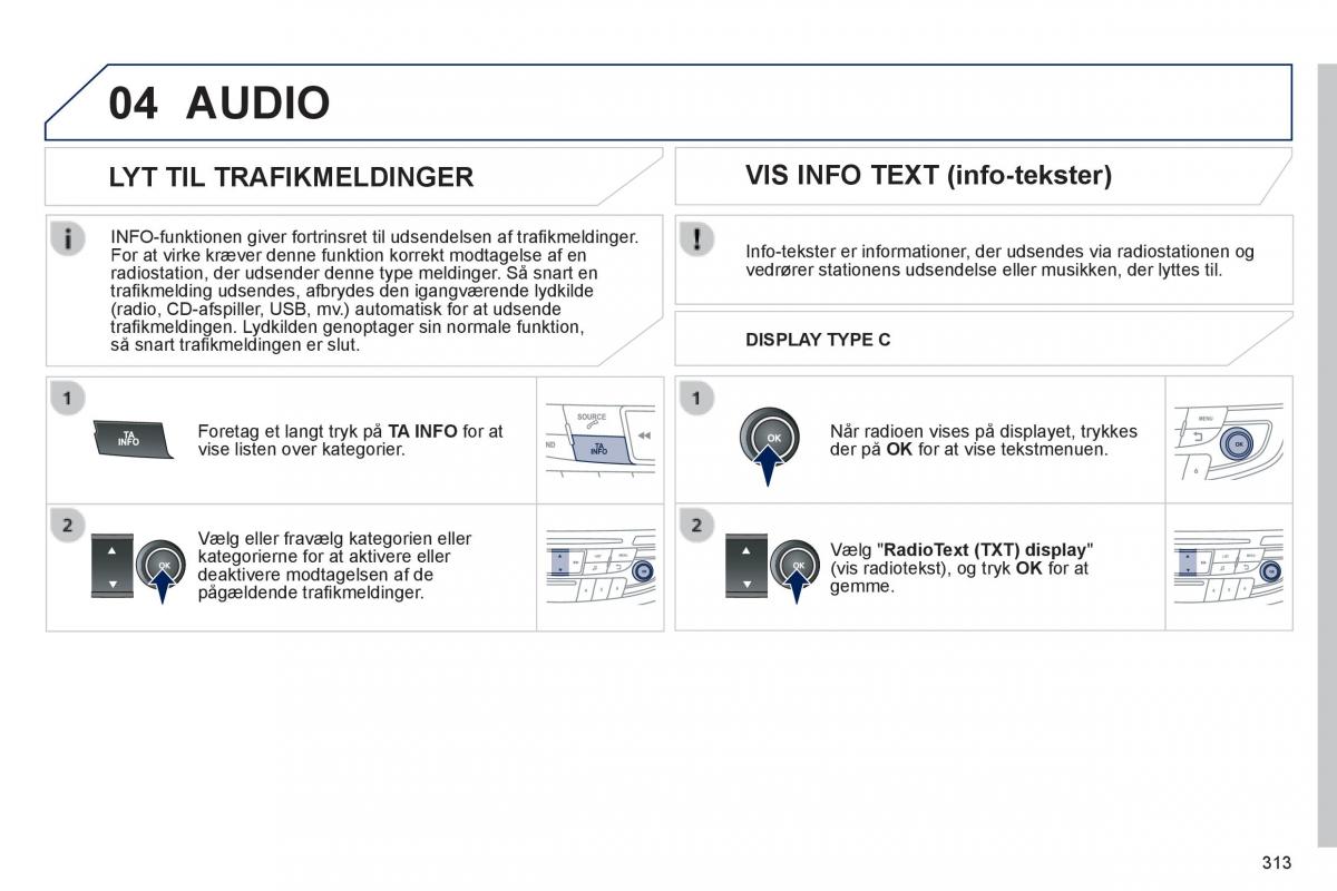 Peugeot 508 Bilens instruktionsbog / page 315