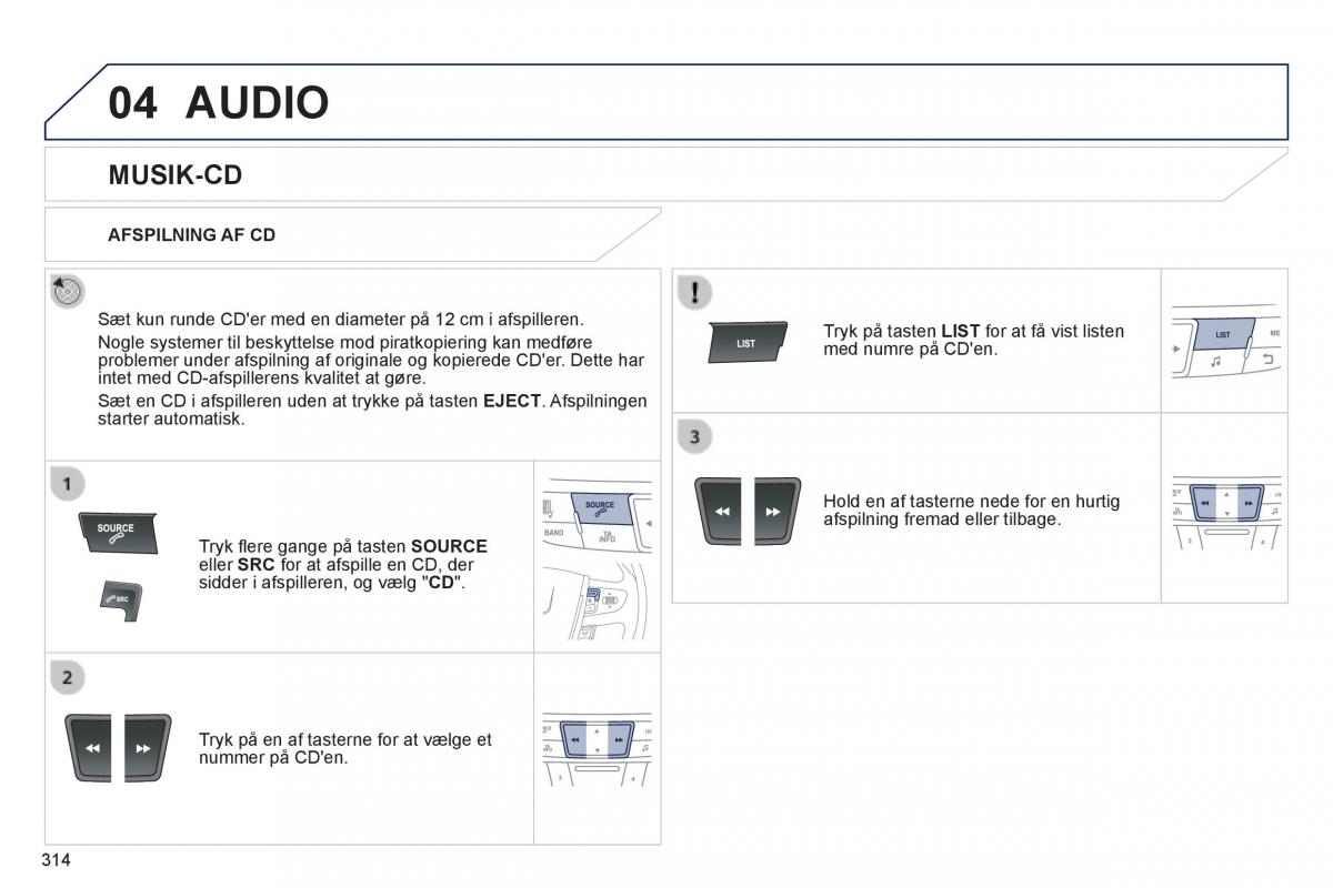 Peugeot 508 Bilens instruktionsbog / page 316