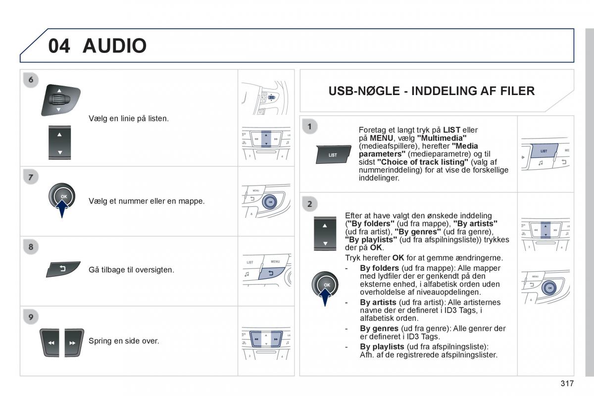 Peugeot 508 Bilens instruktionsbog / page 319