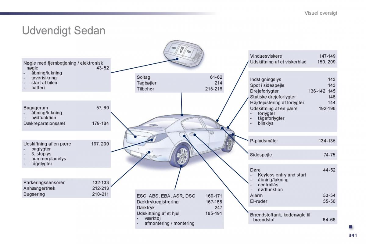 Peugeot 508 Bilens instruktionsbog / page 343