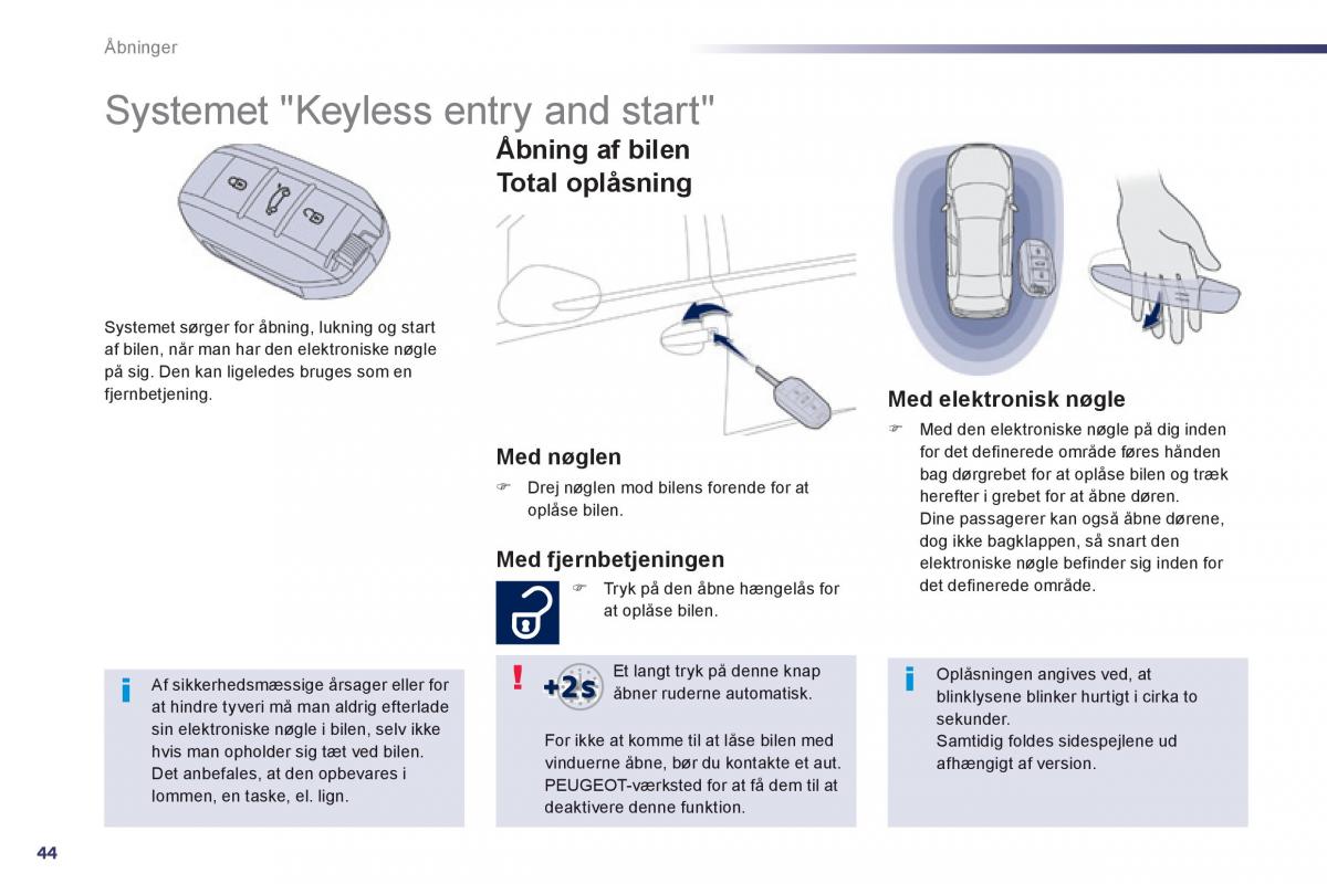 Peugeot 508 Bilens instruktionsbog / page 46