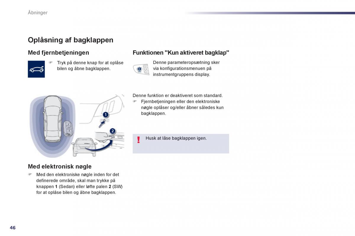 Peugeot 508 Bilens instruktionsbog / page 48