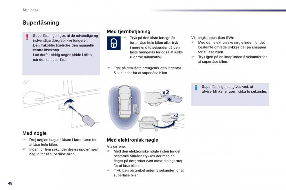 Peugeot 508 Bilens instruktionsbog / page 50