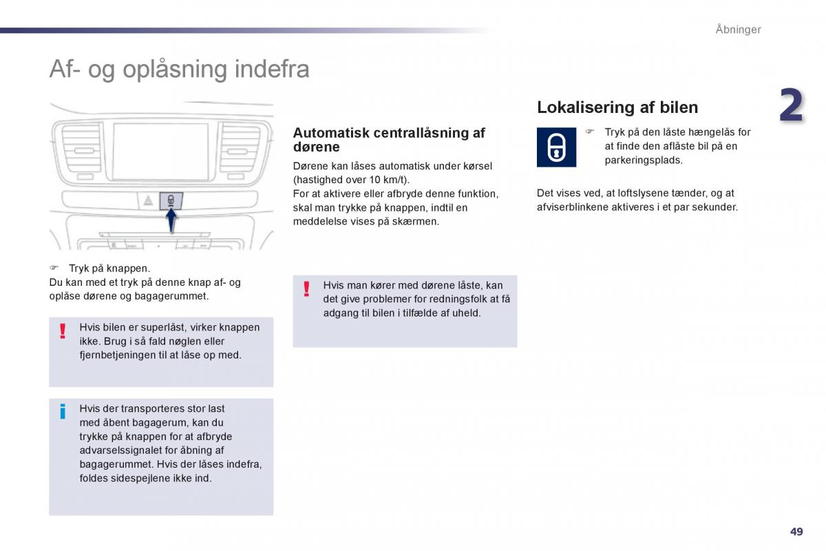 Peugeot 508 Bilens instruktionsbog / page 51