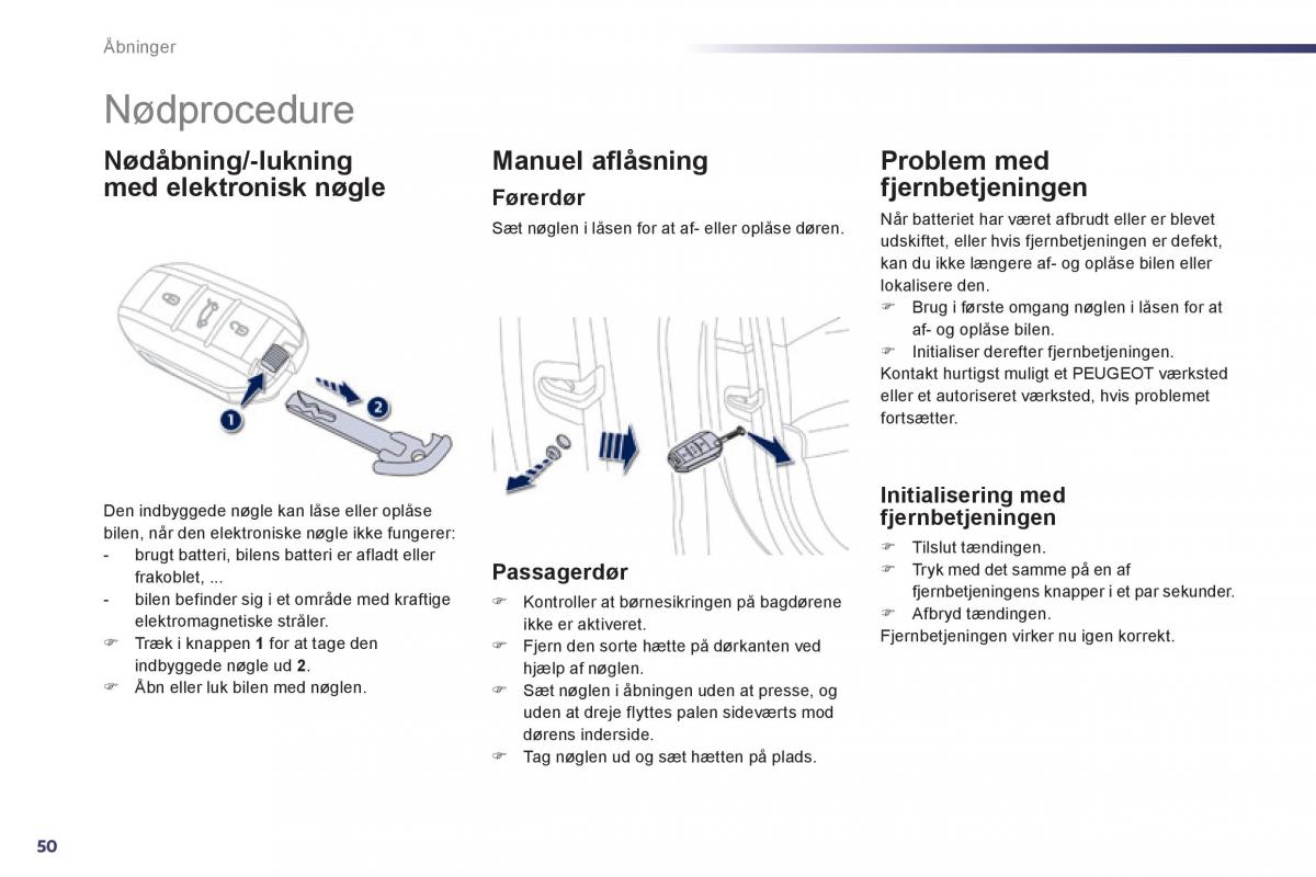 Peugeot 508 Bilens instruktionsbog / page 52