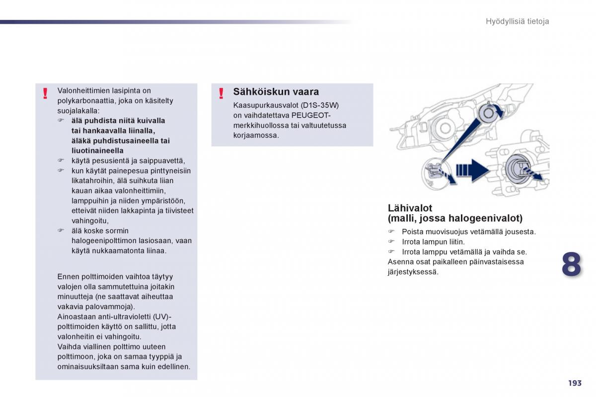 Peugeot 508 omistajan kasikirja / page 195