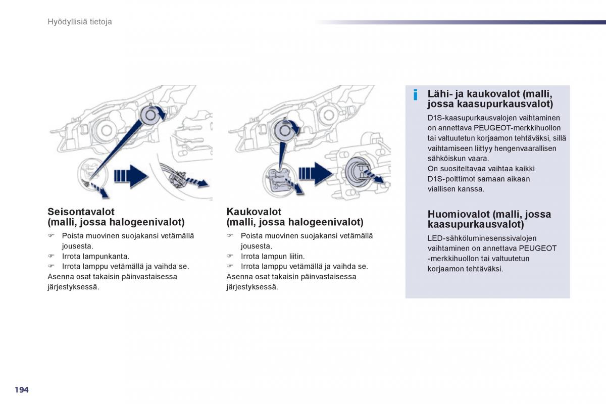 Peugeot 508 omistajan kasikirja / page 196
