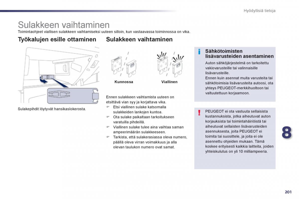 Peugeot 508 omistajan kasikirja / page 203