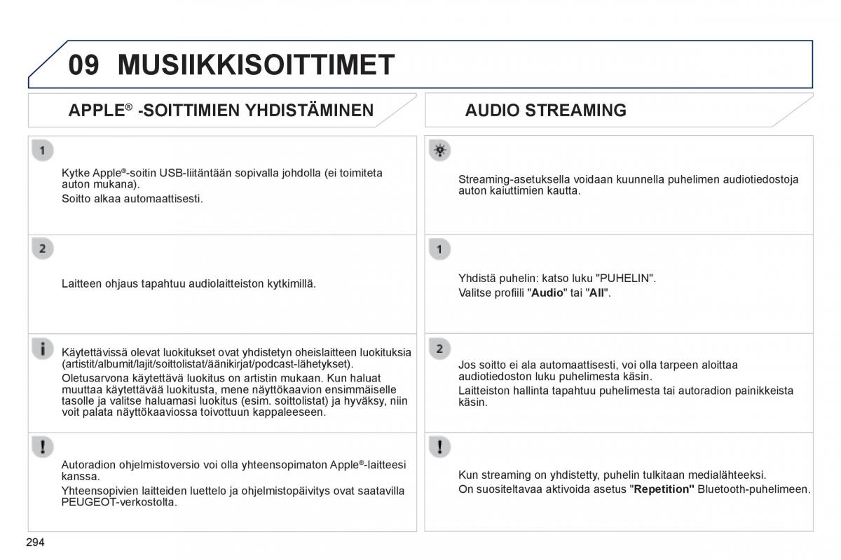 Peugeot 508 omistajan kasikirja / page 296