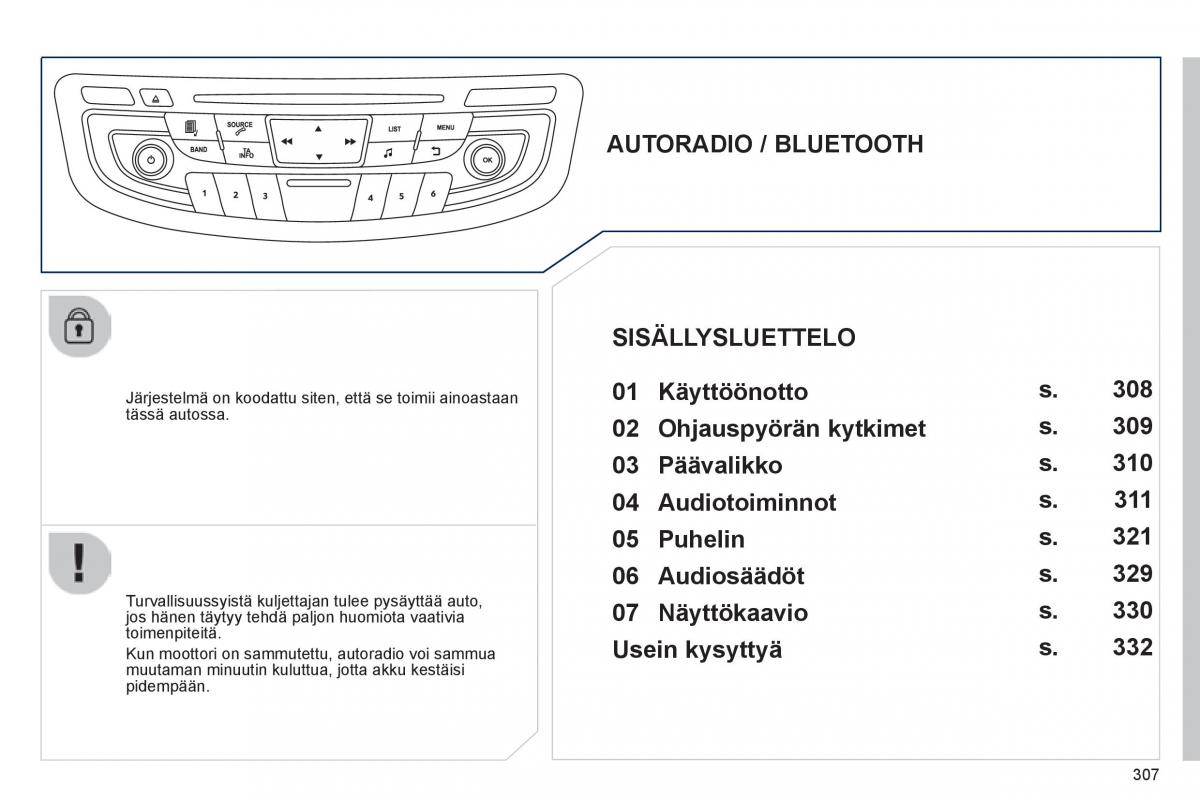 Peugeot 508 omistajan kasikirja / page 309