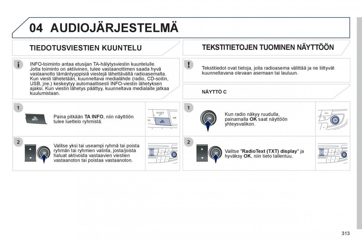 Peugeot 508 omistajan kasikirja / page 315