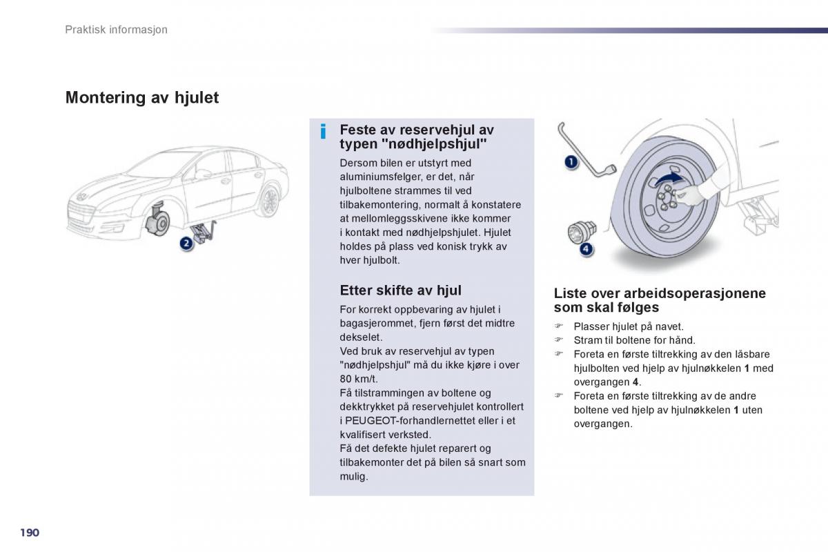 Peugeot 508 bruksanvisningen / page 192