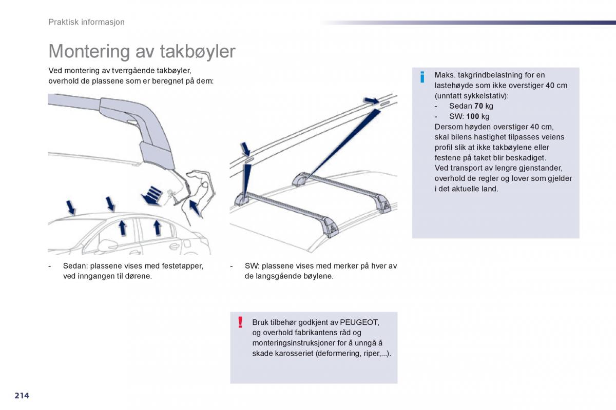 Peugeot 508 bruksanvisningen / page 216