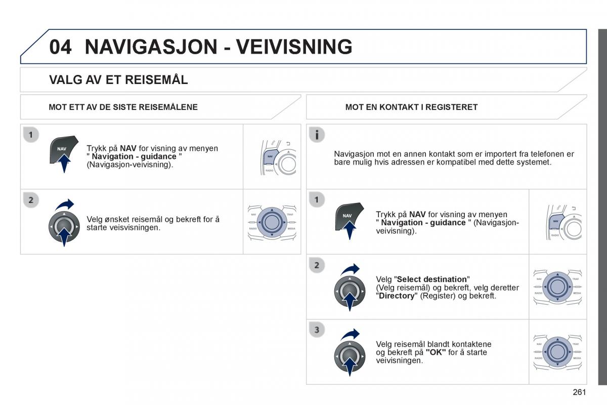 Peugeot 508 bruksanvisningen / page 263