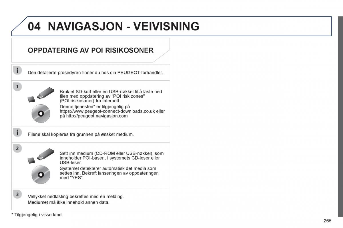 Peugeot 508 bruksanvisningen / page 267