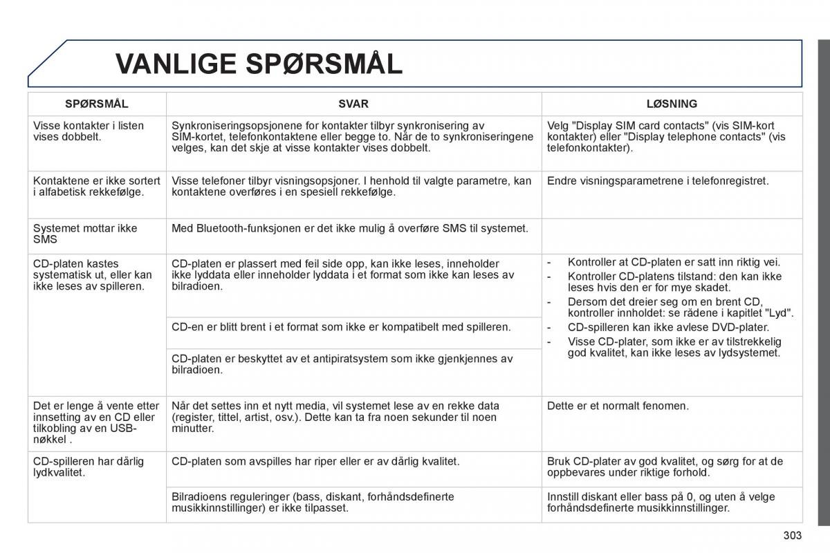 Peugeot 508 bruksanvisningen / page 305