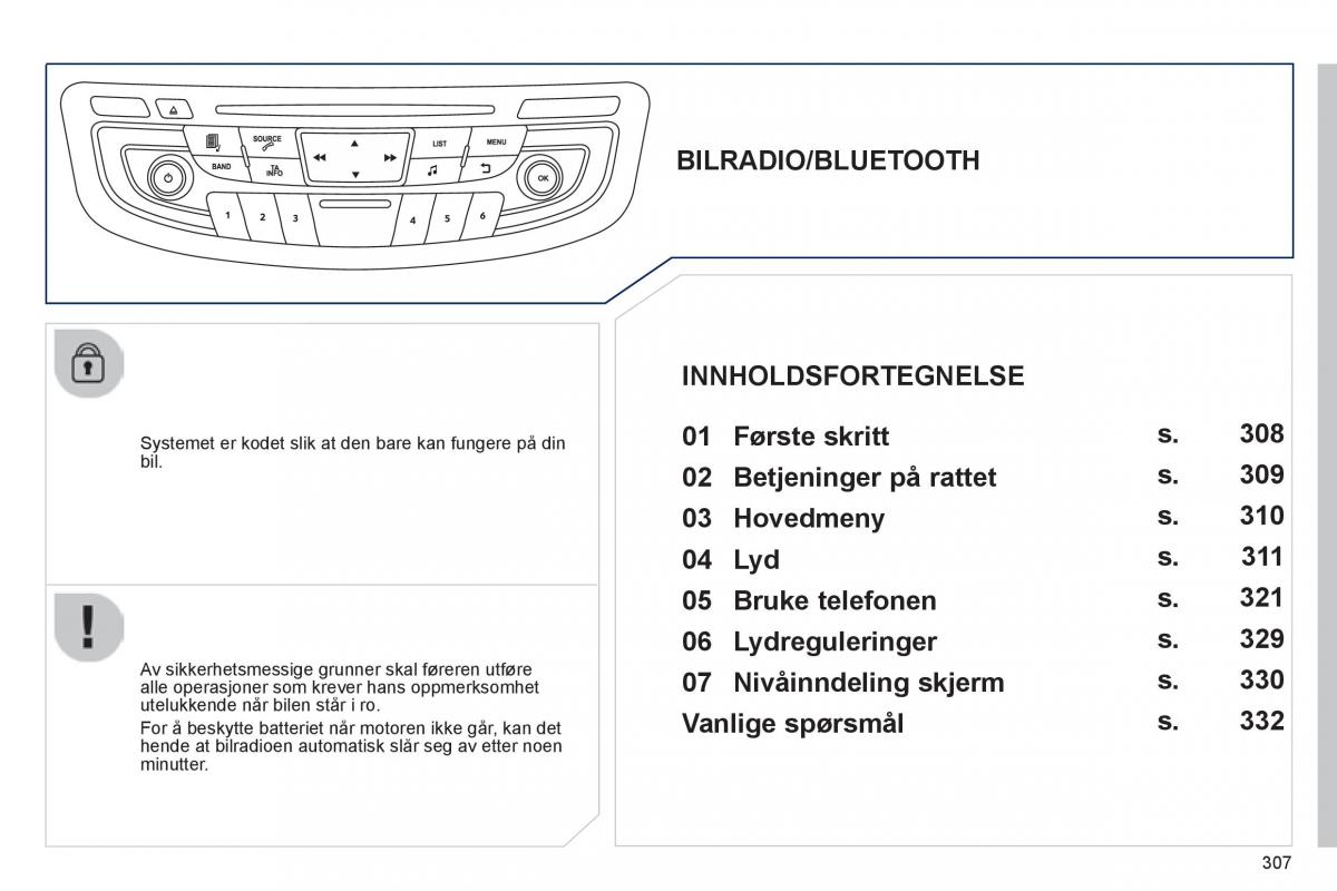 Peugeot 508 bruksanvisningen / page 309