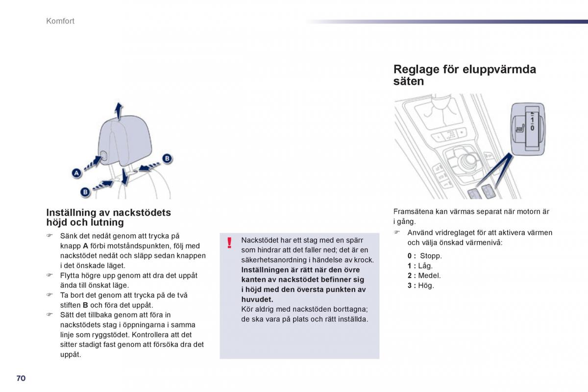 Peugeot 508 instruktionsbok / page 72