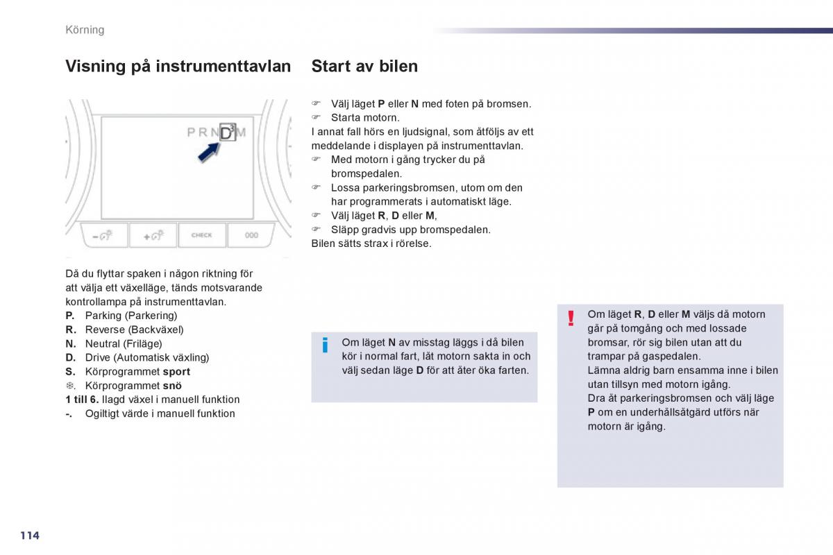 Peugeot 508 instruktionsbok / page 116