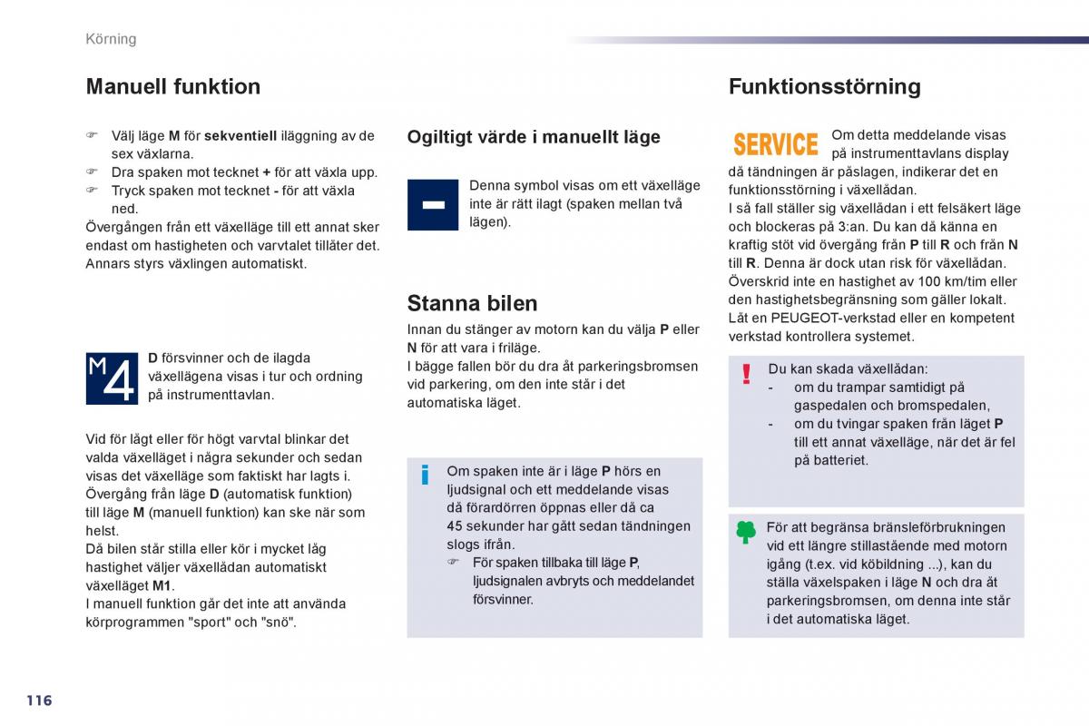 Peugeot 508 instruktionsbok / page 118