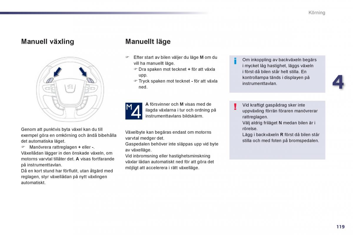 Peugeot 508 instruktionsbok / page 121