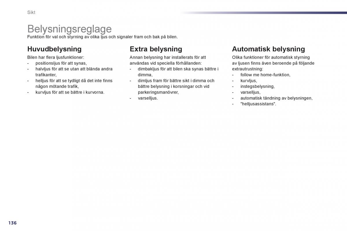 Peugeot 508 instruktionsbok / page 138