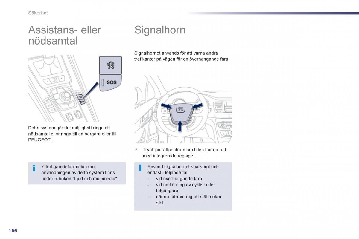 Peugeot 508 instruktionsbok / page 168