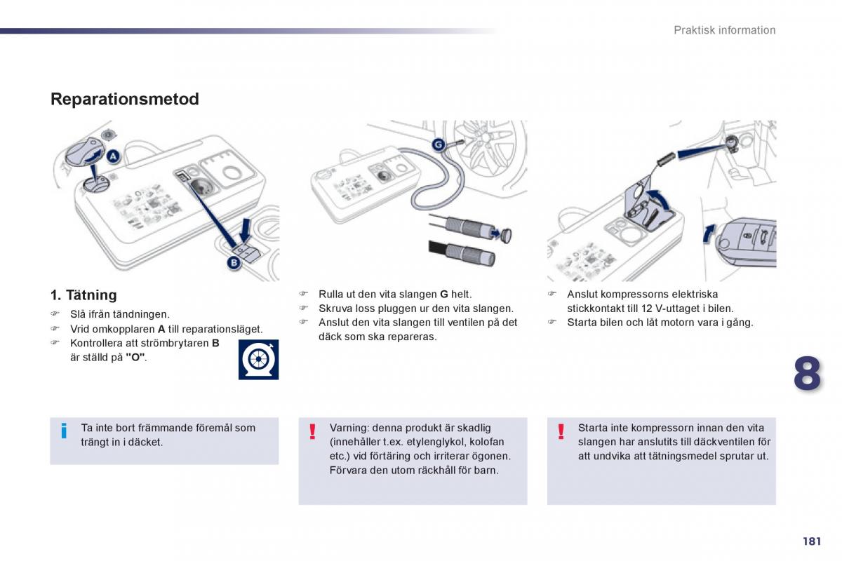 Peugeot 508 instruktionsbok / page 183