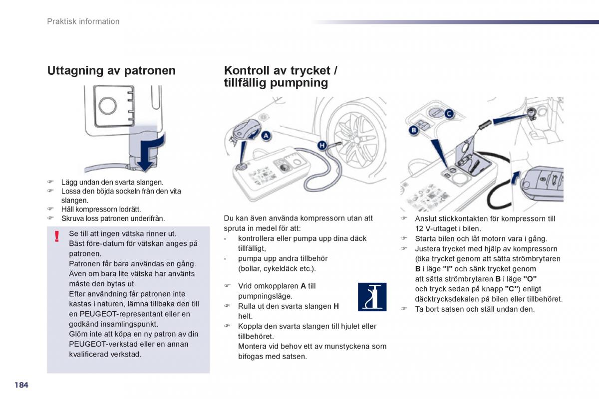 Peugeot 508 instruktionsbok / page 186