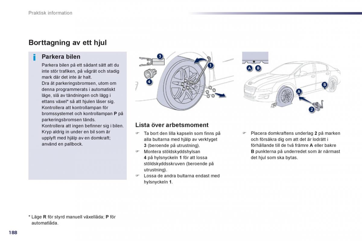 Peugeot 508 instruktionsbok / page 190