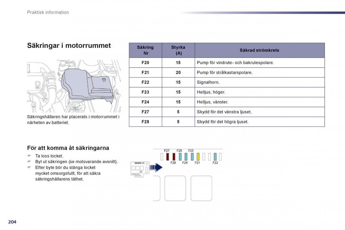 Peugeot 508 instruktionsbok / page 206