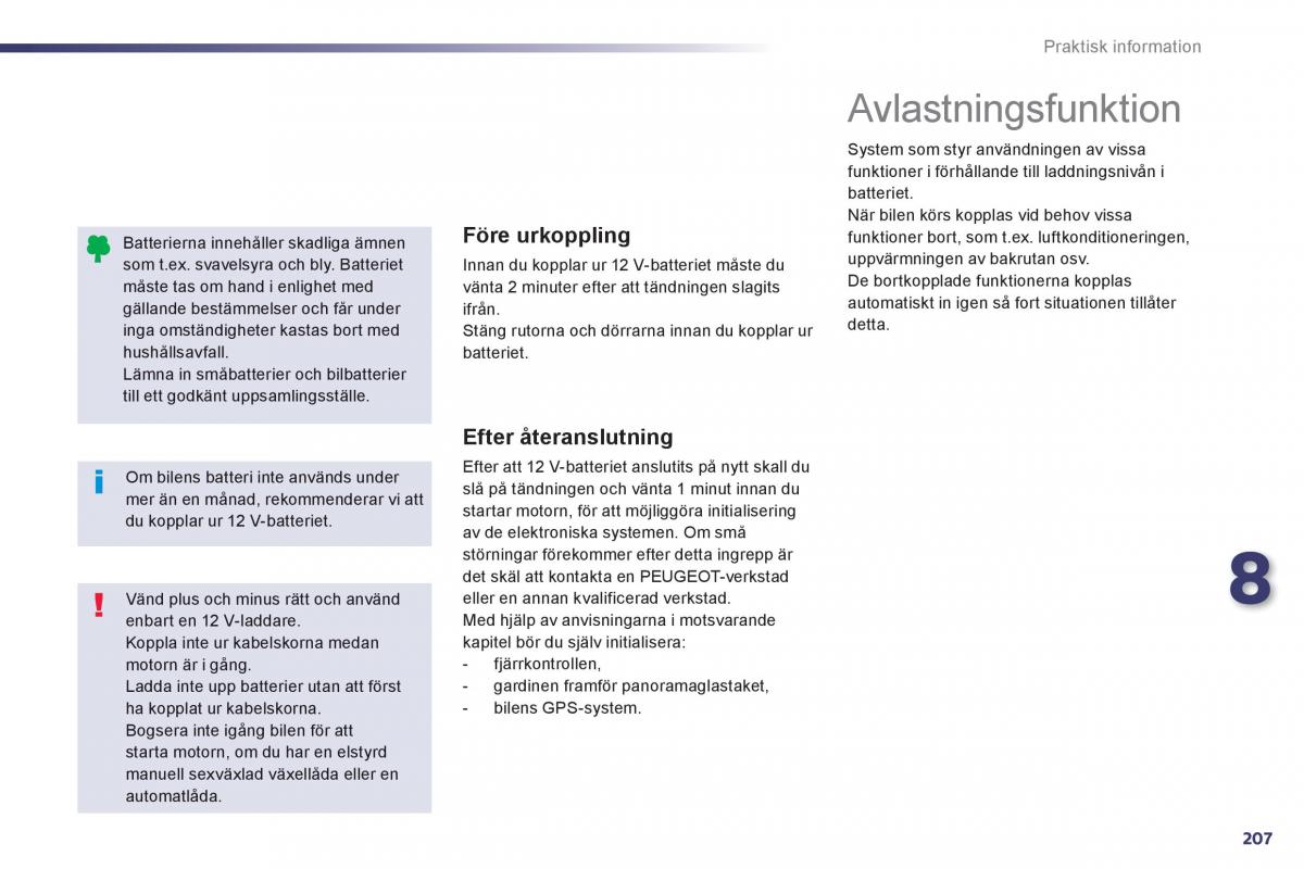 Peugeot 508 instruktionsbok / page 209