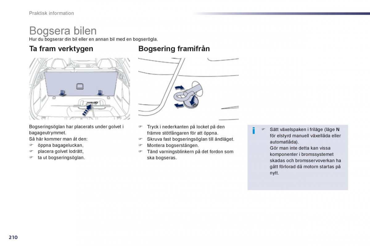 Peugeot 508 instruktionsbok / page 212