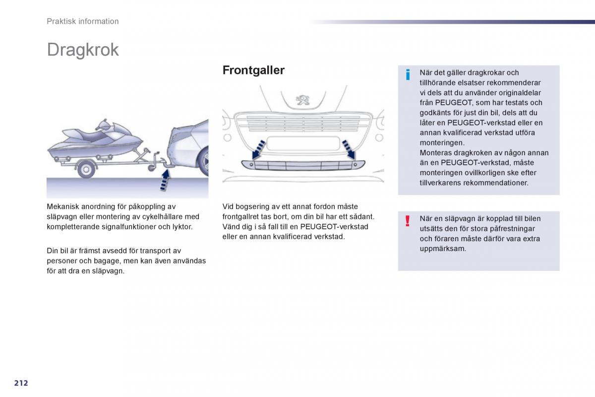 Peugeot 508 instruktionsbok / page 214