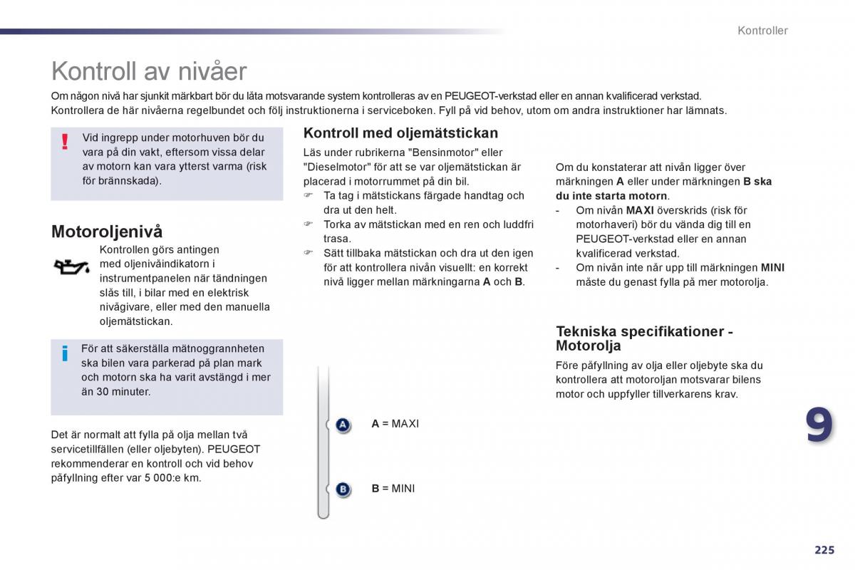 Peugeot 508 instruktionsbok / page 227