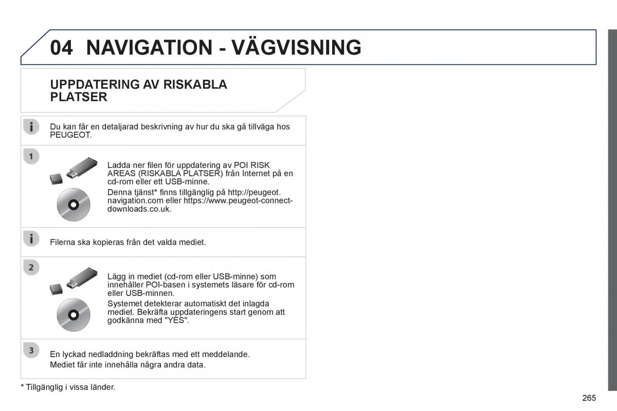 Peugeot 508 instruktionsbok / page 267