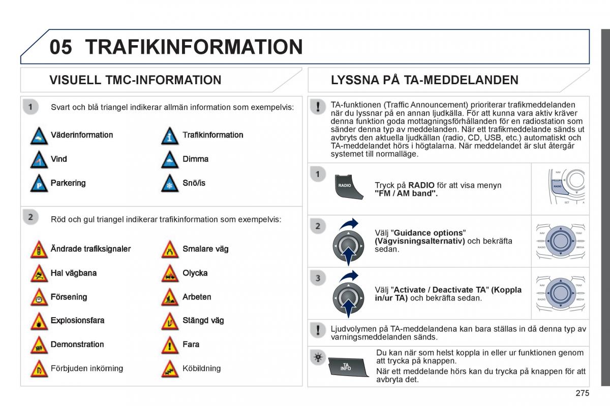 Peugeot 508 instruktionsbok / page 277