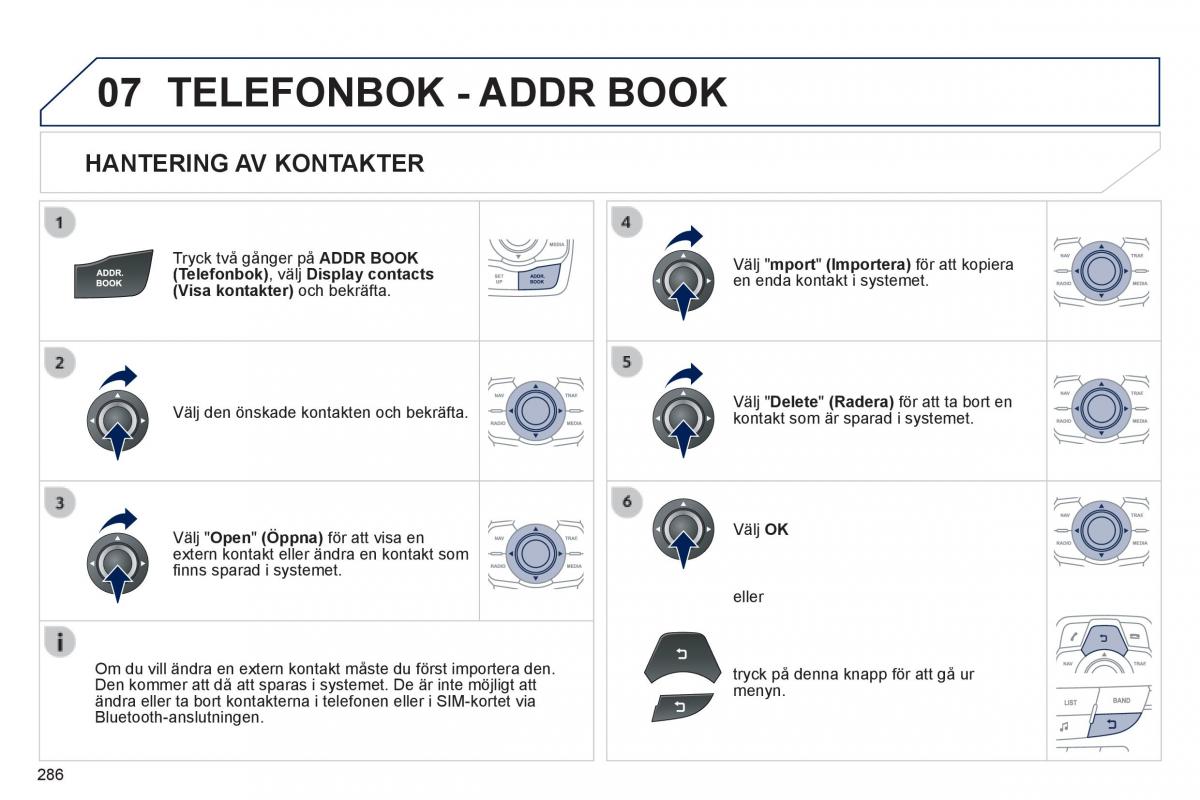 Peugeot 508 instruktionsbok / page 288