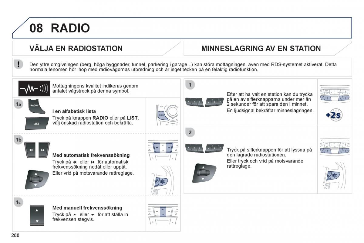 Peugeot 508 instruktionsbok / page 290